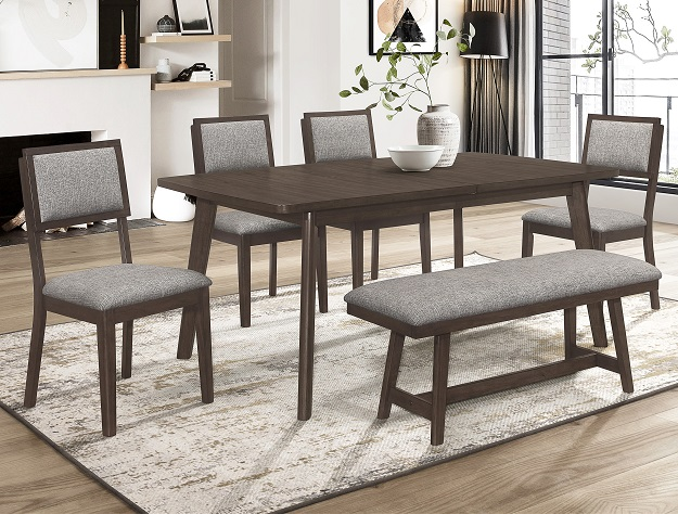 2133-6 PIECE EMBER DINING TABLE WITH 4 CHAIRS AND BENCH