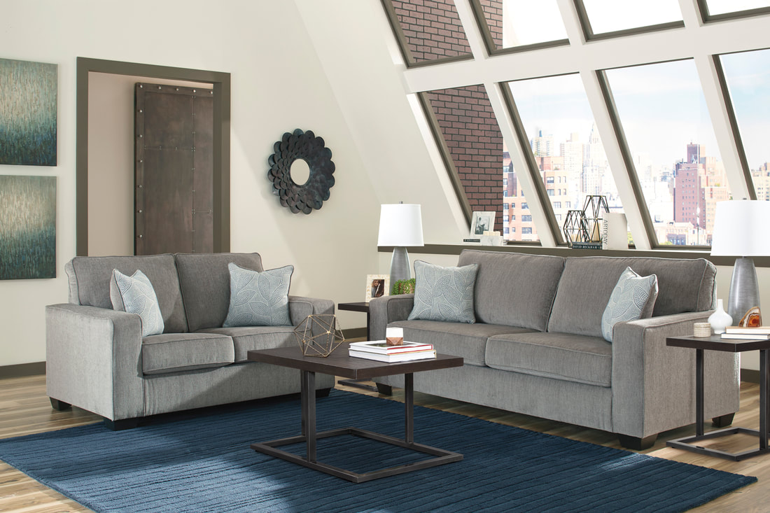 ASHLEY 872-14 GRAY SOFA AND LOVESEAT