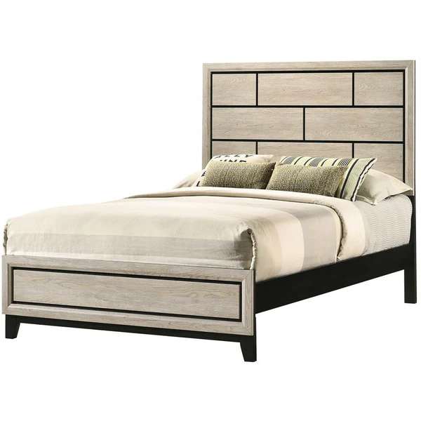 B4630 AKERSON  QUEEN OR KING SIZE BED FRAME IN DRIFTWOOD COLOR