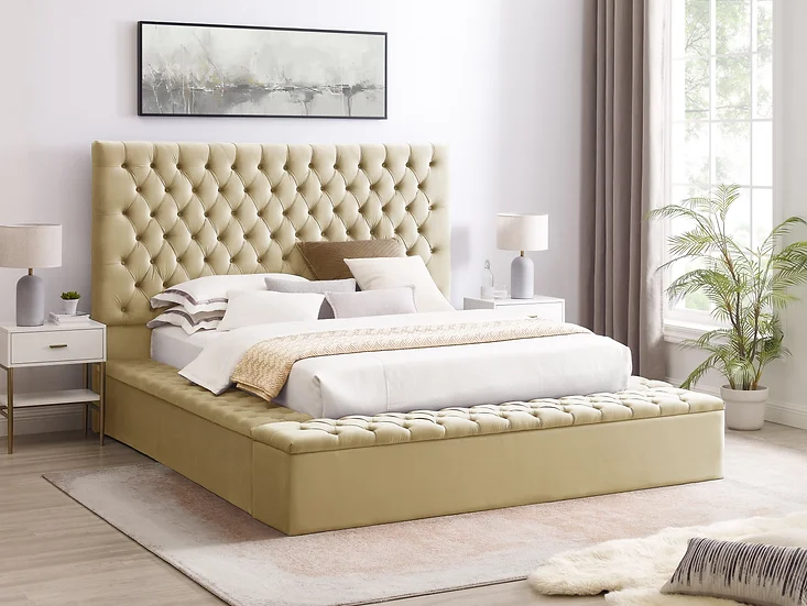 B8011 CATALINA BED (DARK BEIGE) AVAILABLE IN QUEEN SIZE