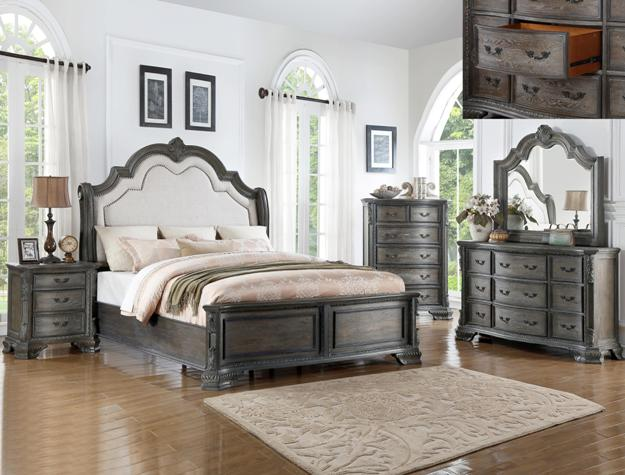 SETB1100 SHEFFIELD BEDROOM GROUP AVAILABLE IN QUEEN AND KING SIZES AS 4 PC OR 5 PC