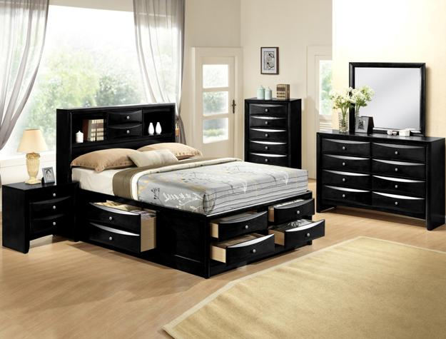 SETB4275 EMILY BLACK STORAGE BEDROOM SET AVAILABLE IN QUEEN AND KING SIZES