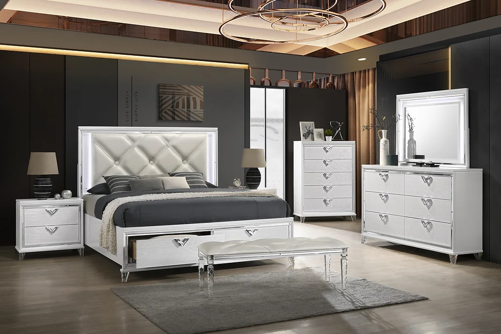 B6100 LAYLA BEDROOM SET AVAILABLE IN QUEEN AND KING SIZES AS 4 PC OR 5 PC SETS