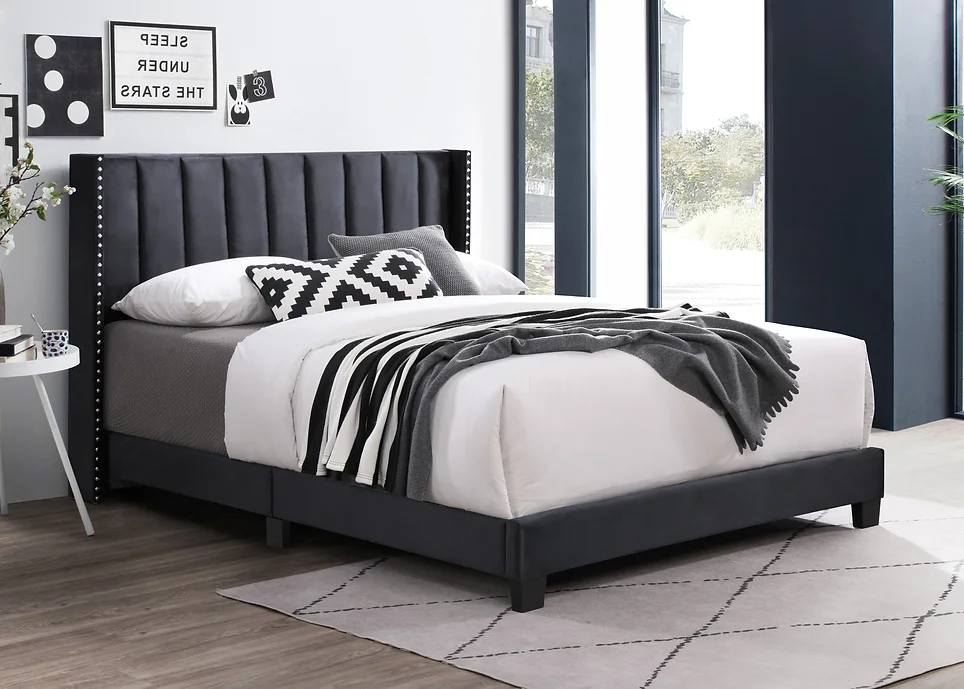 B9333 LOLA BLACK PLATFORM BED AVAILABLE IN QUEEN AND KING SIZES