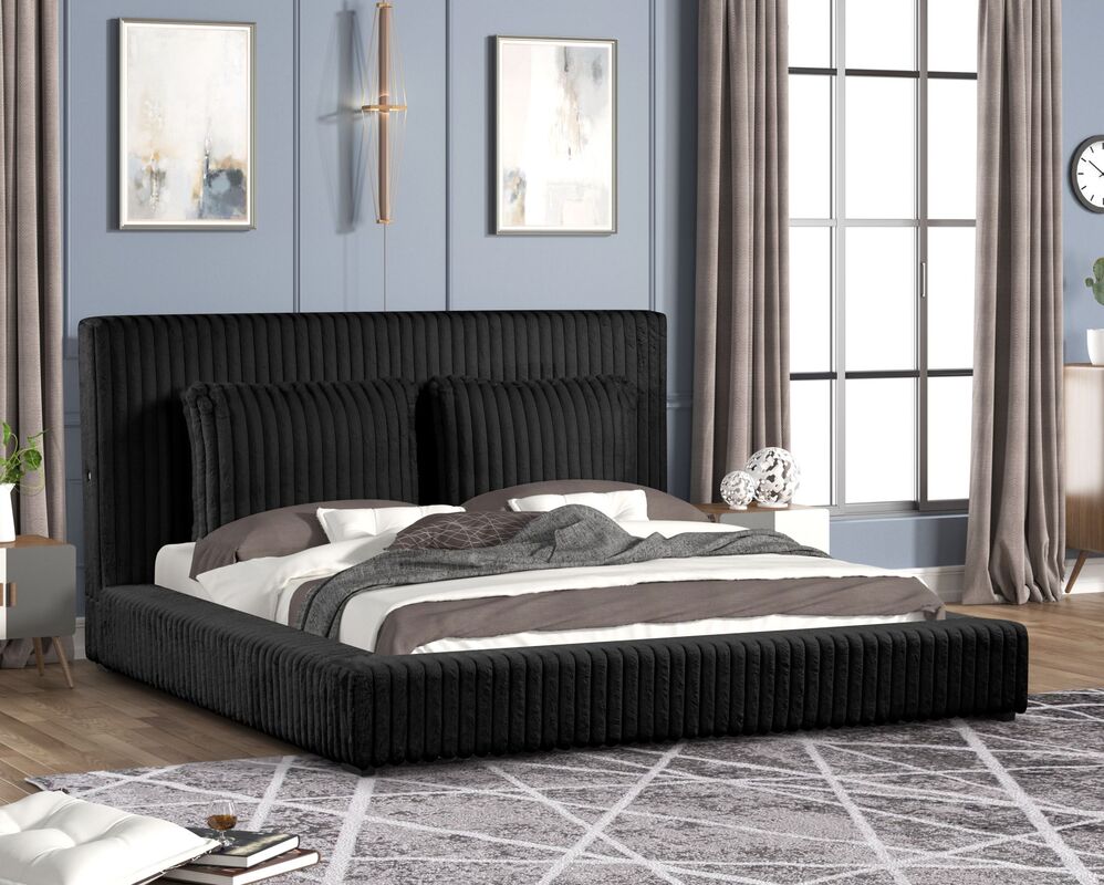 LAUREN BLACK PLATFORM BED AVAILABLE IN QUEEN AND KING SIZES