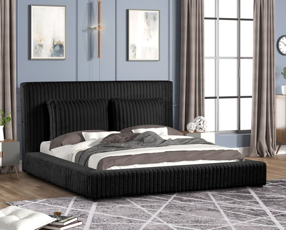 LAUREN BLACK PLATFORM BED AVAILABLE IN QUEEN AND KING SIZES