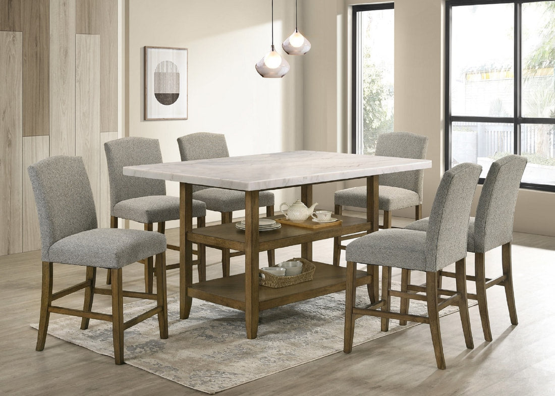 LOLA 20 GENUINE MARBLE COUNTER HEIGHT TABLE AND 6 CHAIRS