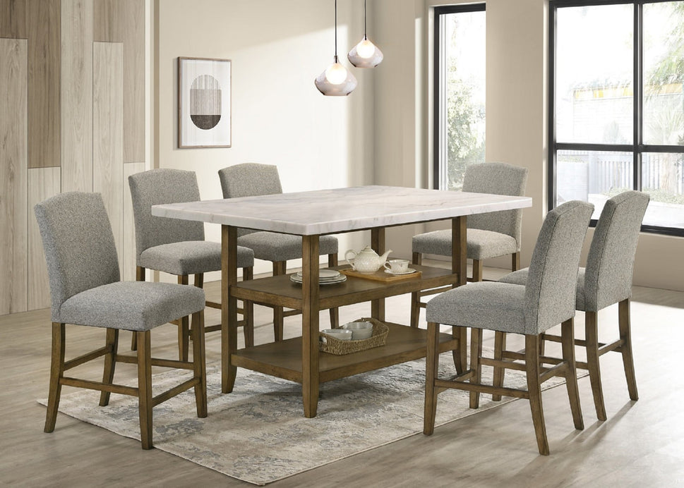 LOLA 20 GENUINE MARBLE COUNTER HEIGHT TABLE AND 6 CHAIRS