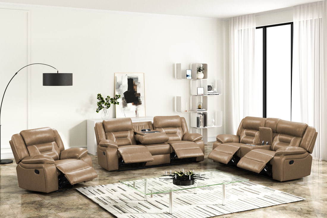 LUKA OVERSIZED 3 PIECE RECLINING SET AVAILBLE IN GRAY, BROWN AND BLUE