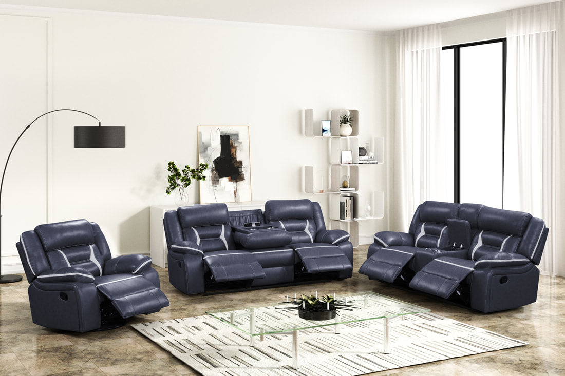 LUKA OVERSIZED 3 PIECE RECLINING SET AVAILBLE IN GRAY, BROWN AND BLUE