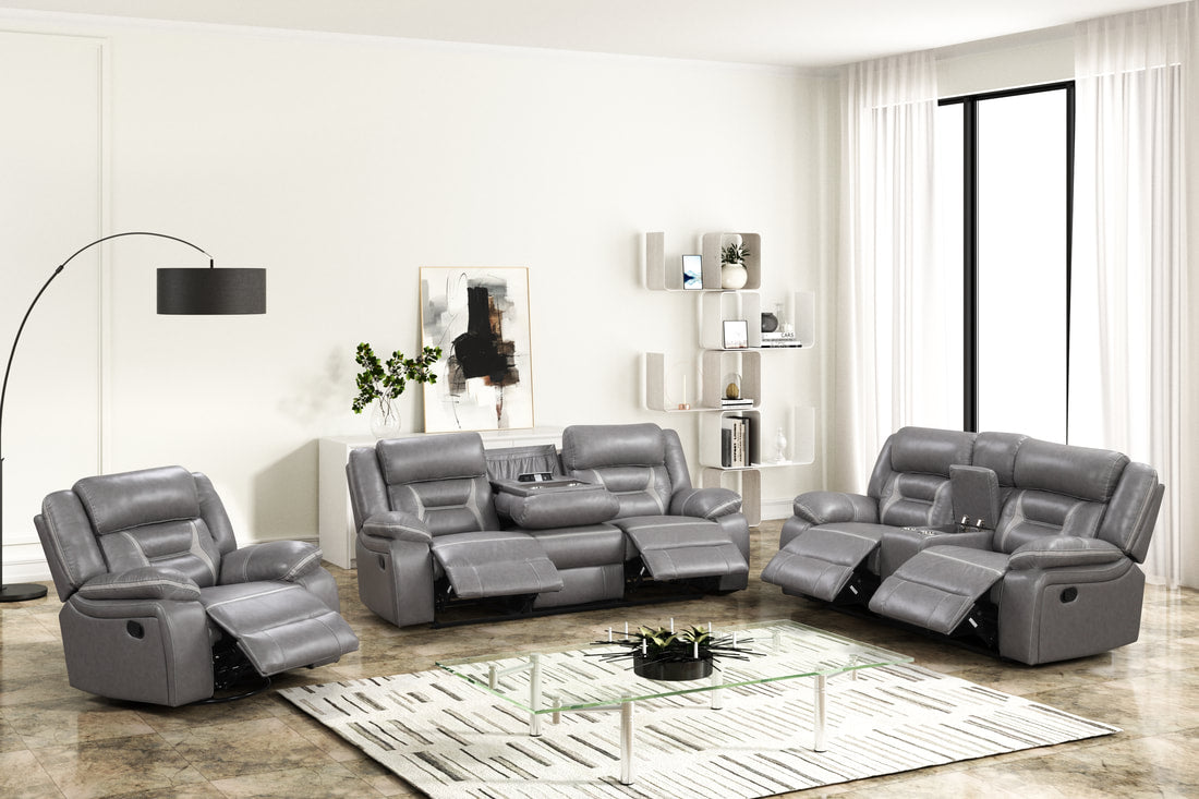 LUKA OVERSIZED 3 PIECE RECLINING SET AVAILBLE IN GRAY, BROWN AND BLUE