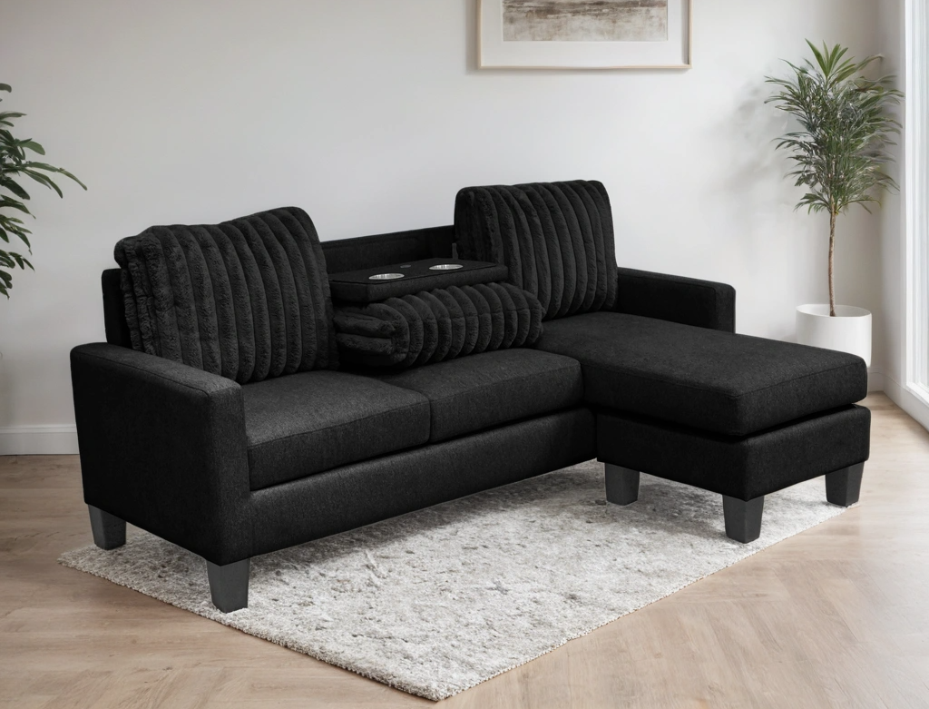 NEYMAR BLACK REVERSIBLE SECTIONAL