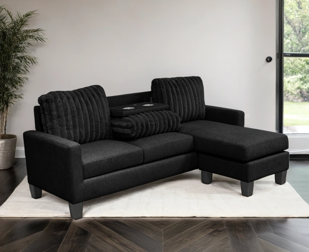 NEYMAR BLACK REVERSIBLE SECTIONAL