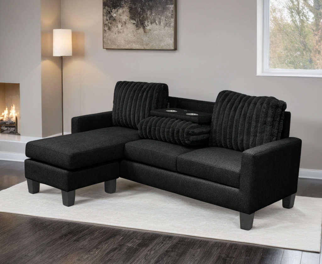 NEYMAR BLACK REVERSIBLE SECTIONAL