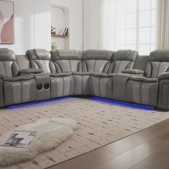 S2025 INNOVA GREY RECLINING SECTIONAL