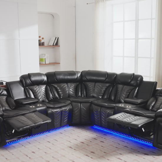 S2025 INNOVA BLACK RECLINING SECTIONAL