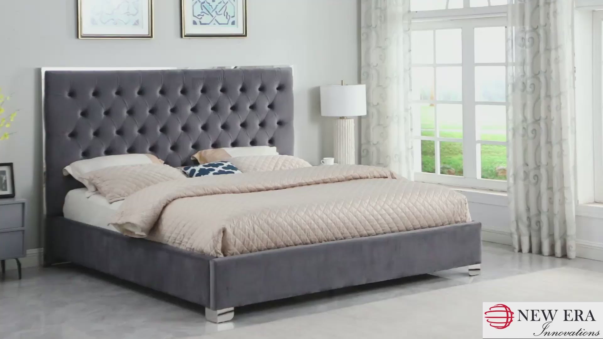 B600 ROSE (BLACK) PLATFORM BED AVAILABLE IN QUEEN AND KING SIZES