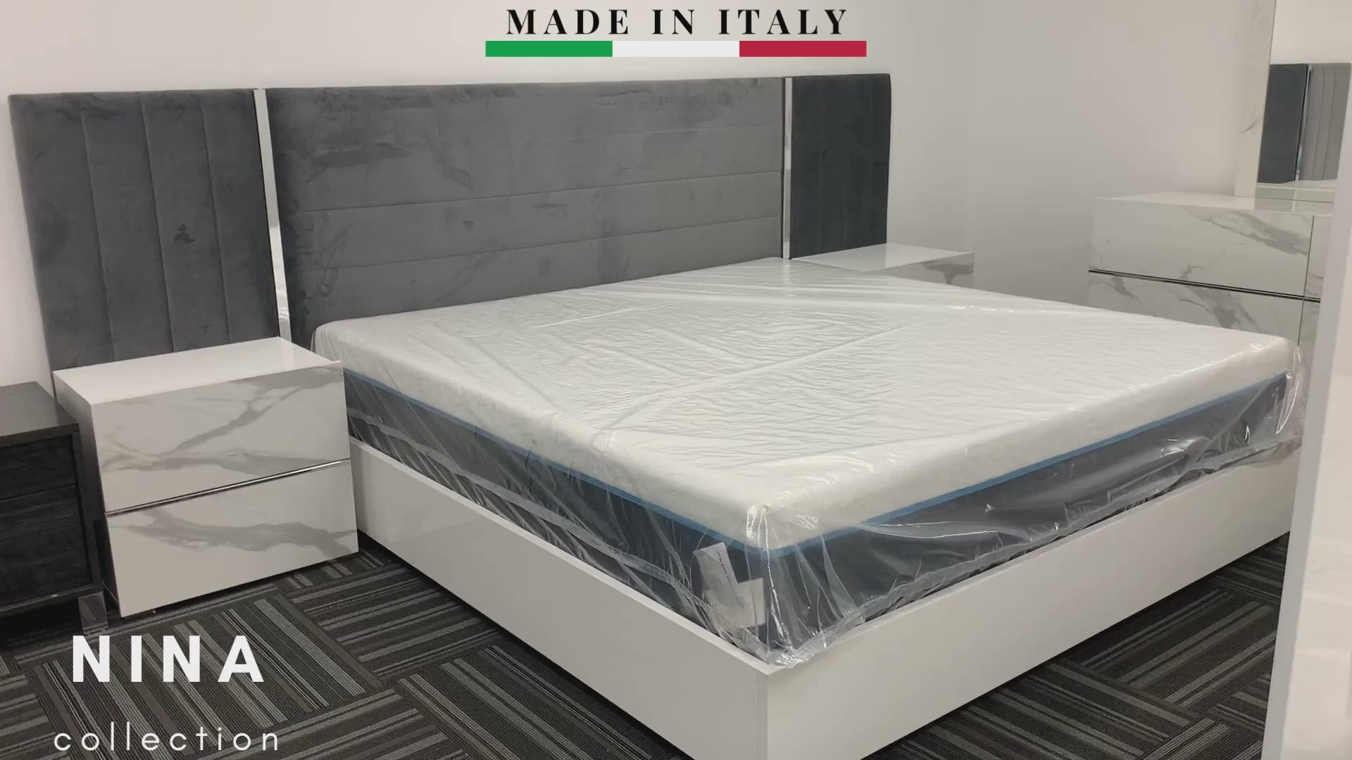 NINA COLLECTION BEDROOM SET AVAILABLE IN QUEEN AND KING SIZES AS 4 PC OR 5 PC SETS