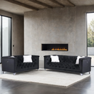 Switch PRINCE BLACK VELVET LOVE SEAT AND SOFA SET 2 image