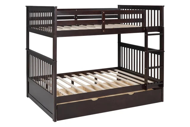 BB32 BLACK FULL/FULL BUNK BED WITH TWIN TRUNDLE