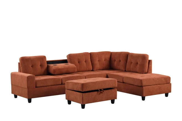 43 HEIGHTS BEIGE REVERSIBLE SECTIONAL + OTTOMAN SET