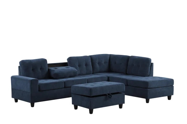44 HEIGHTS BEIGE REVERSIBLE SECTIONAL + OTTOMAN SET