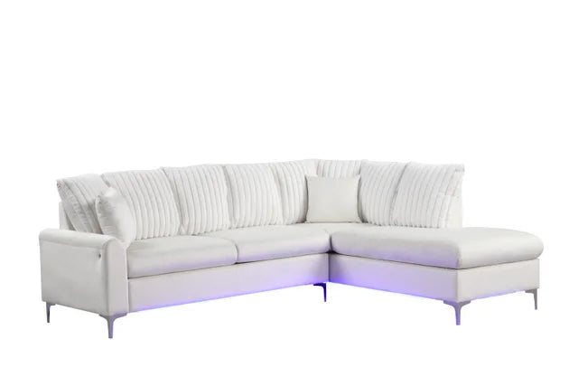 CANDY BEIGE SECTIONAL WITH LED LIGHTS