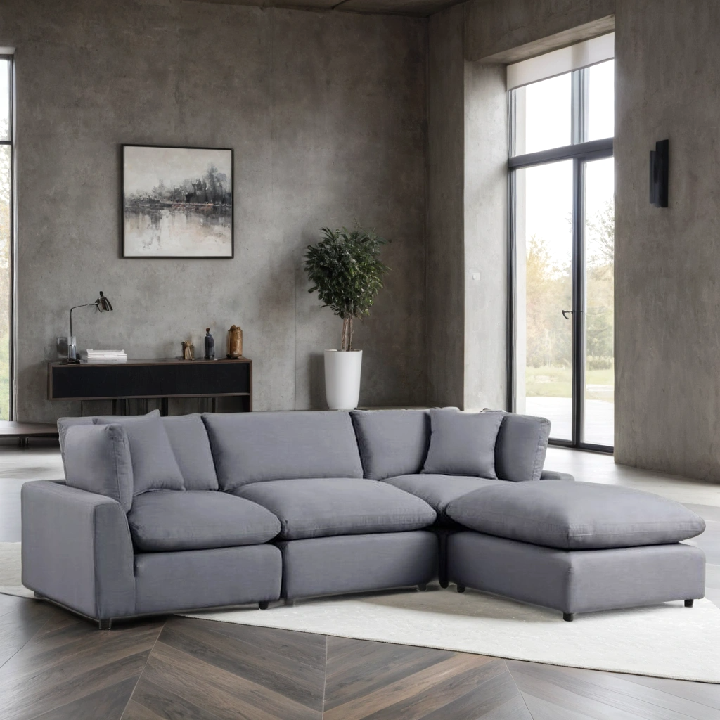 SKY CHARCOAL LINEN MODULAR SECTIONAL SET