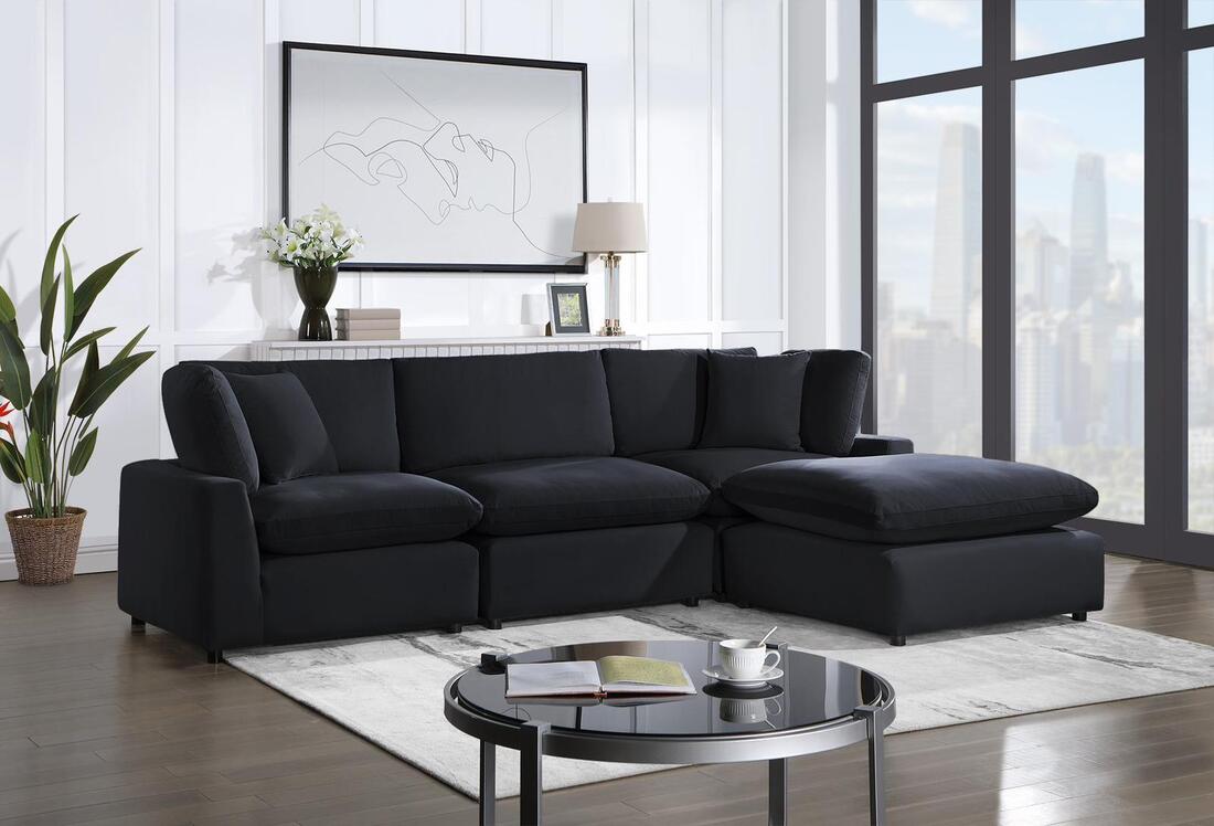 SKY BLACK VELVET MODULAR SECTIONAL SET