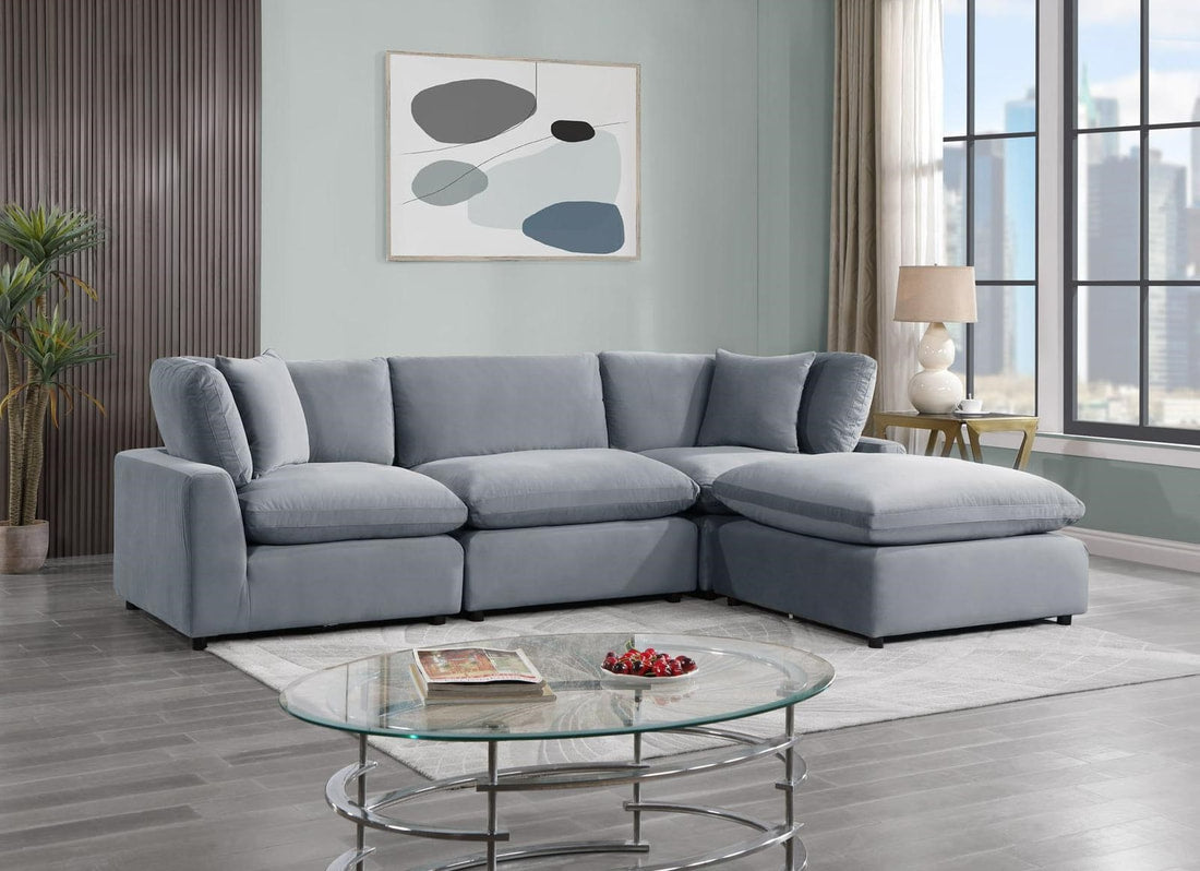 SKY GRAY VELVET MODULAR SECTIONAL SET