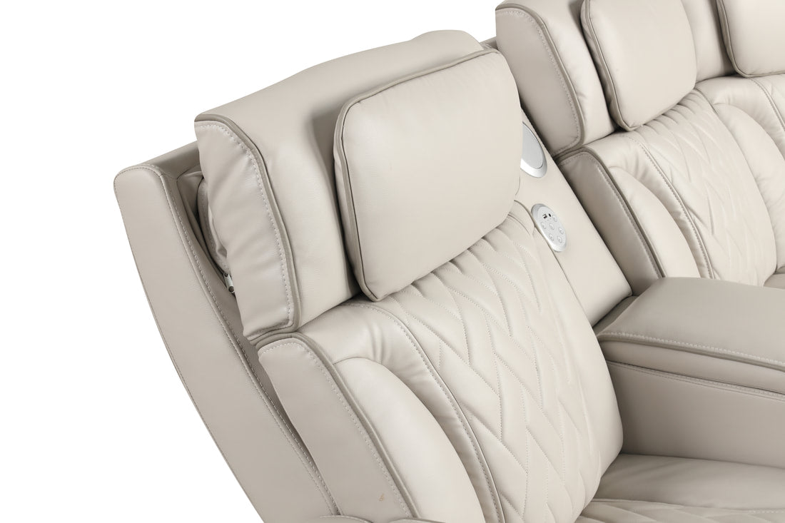 SPAIN SAND RECLINING SECTIONAL WITH POWER HEADRESTS AND LED LIGHTS
