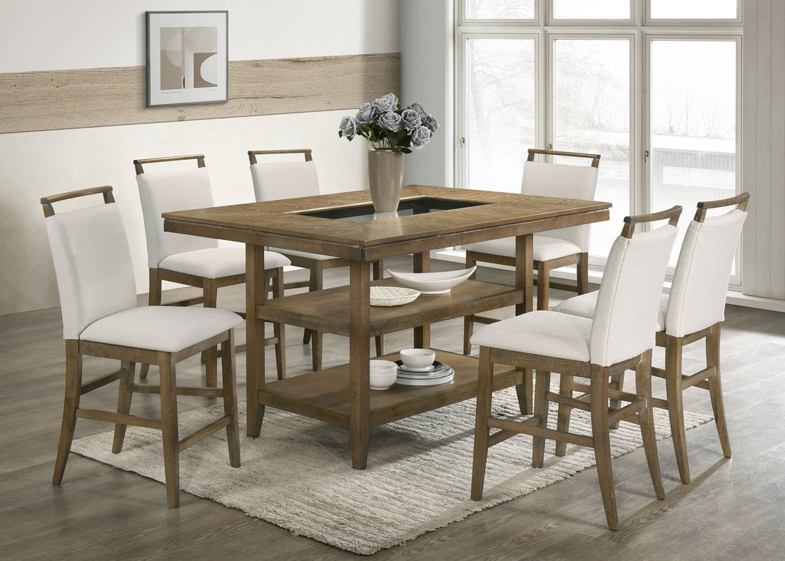 TOMMY 20 GENUINE MARBLE COUNTER HEIGHT TABLE AND 6 CHAIRS