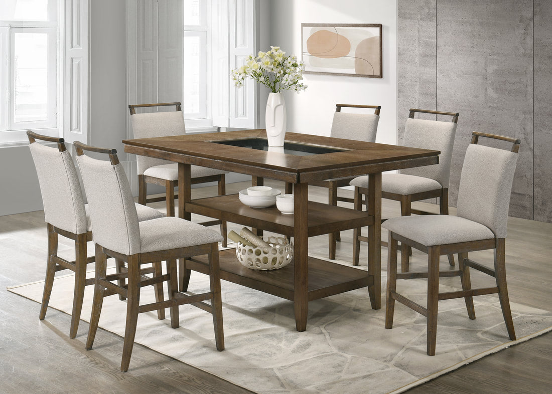 TOMMY 40 GENUINE MARBLE COUNTER HEIGHT TABLE AND 6 CHAIRS