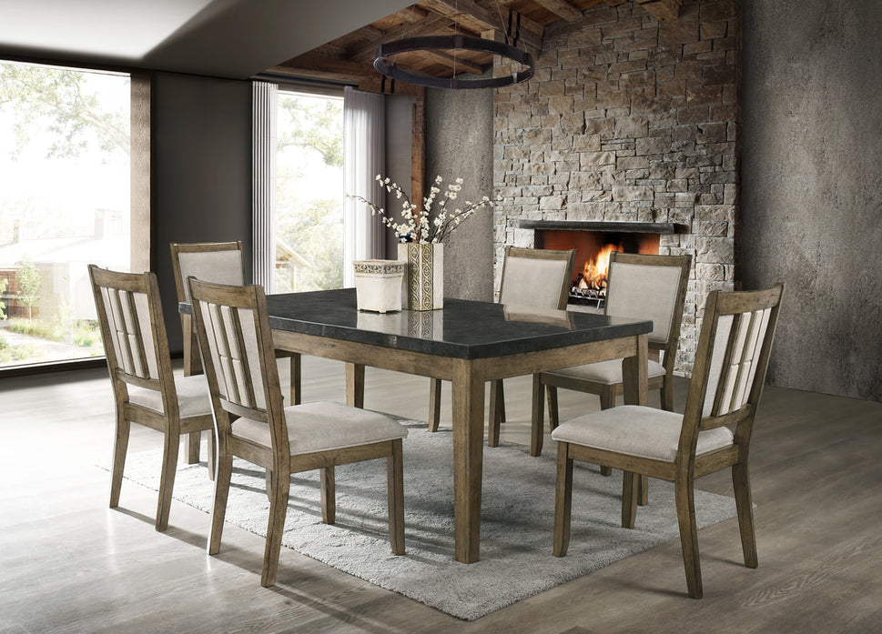 MELSTONE GENUINE MARBLE COUNTER HEIGHT TABLE AND 6 CHAIRS